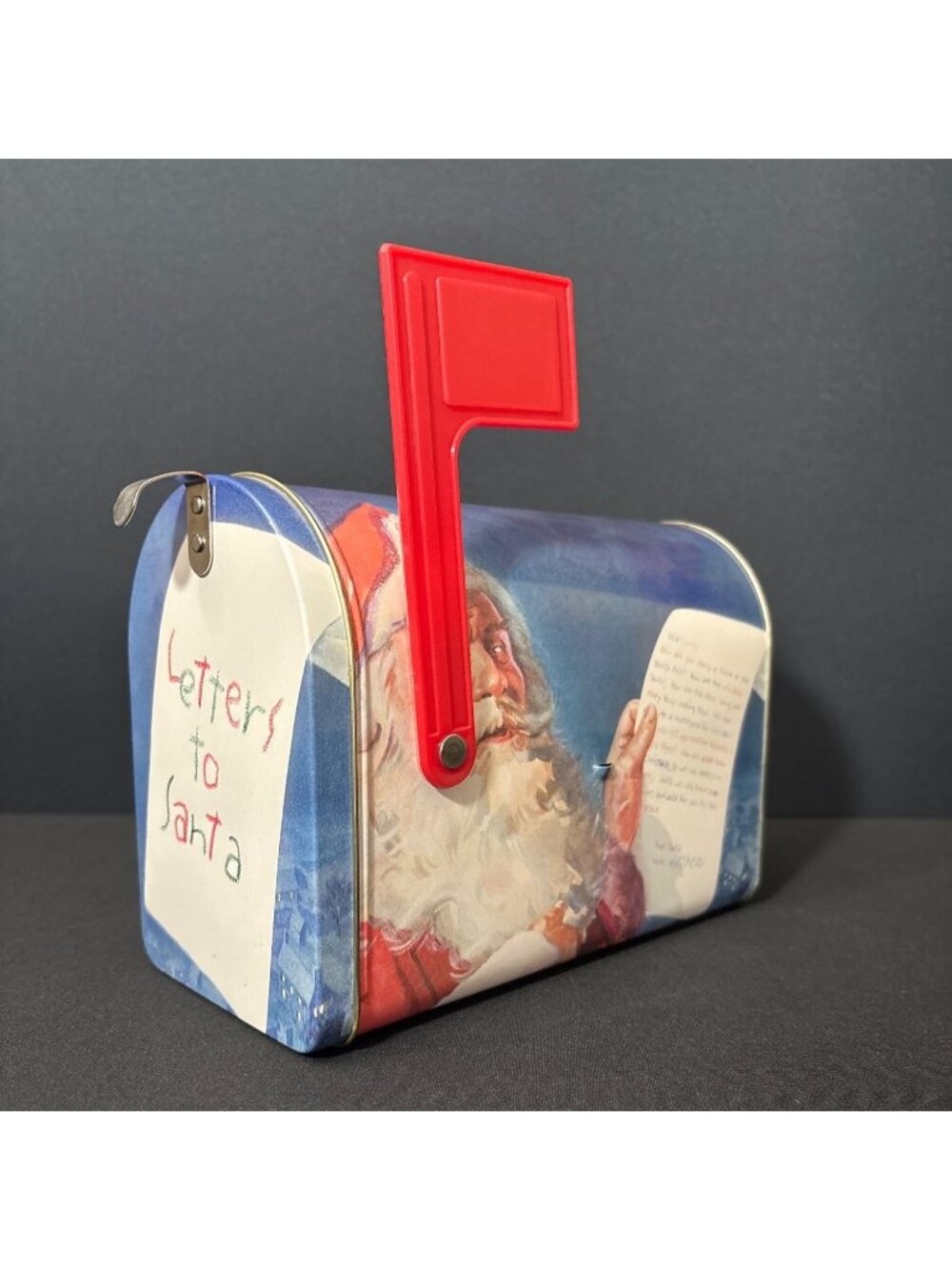 Christmas Mailbox Santa Claus With Red Flag Vintage Metal Letters to Santa Art - Picture 9 of 13
